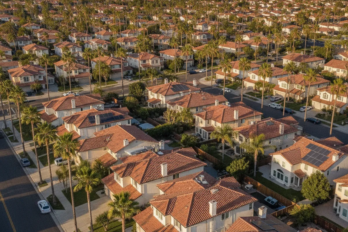 Map-style view of San Diego County neighborhoods served for gutter installation from the coast to the backcountry.